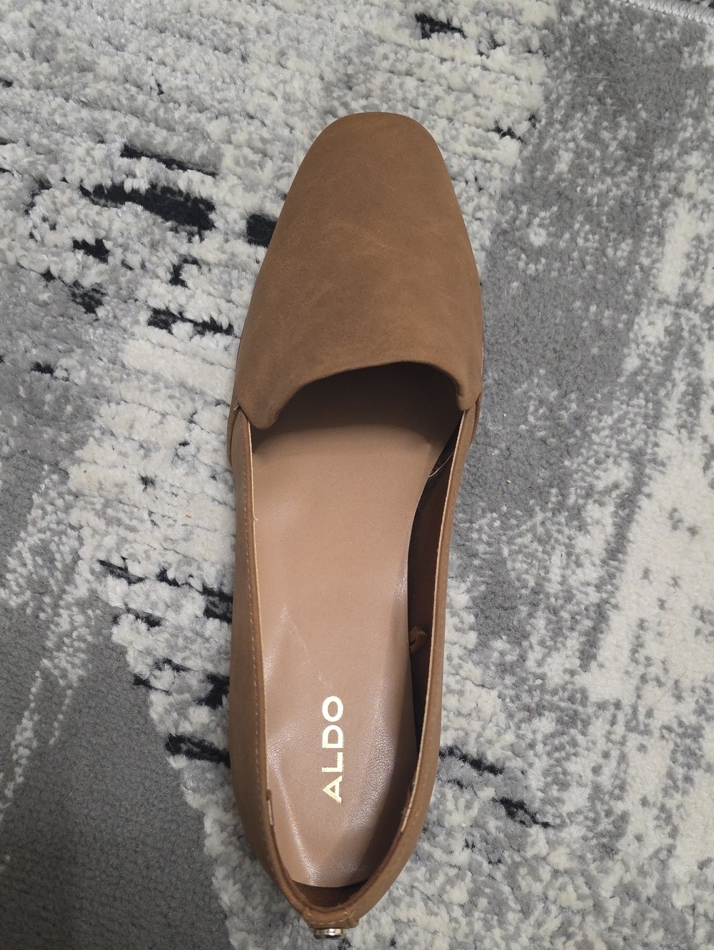 ALDO Tan Suede Square-Toe Slip-On Flat